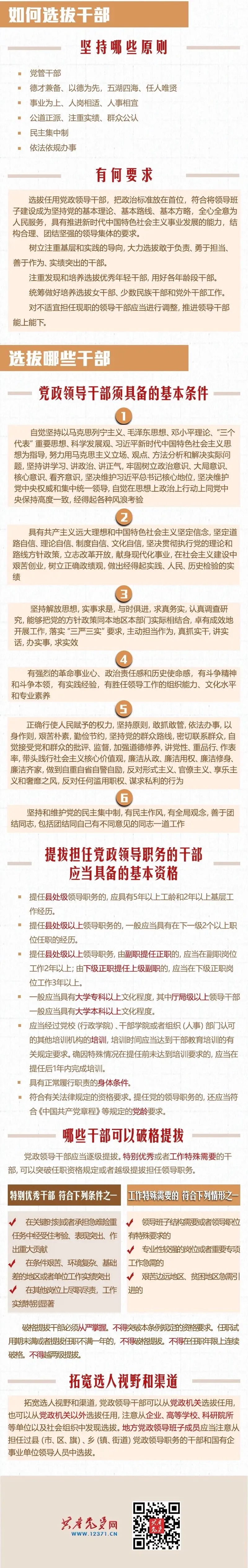图解《干部任用条例》：如何选拔干部，选拔哪些干部？哪些干部可以破格提拔？